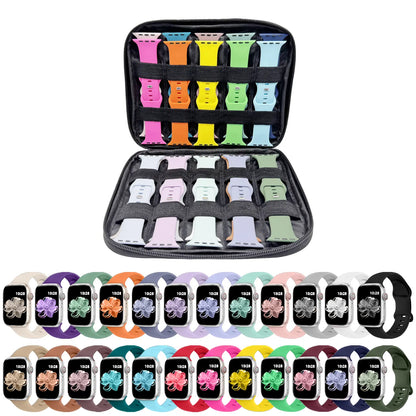 24 Straps with Storage Design, Compatible with Apple Watch Sport Bands 38Mm/40Mm/41Mm/42Mm. Waterproof, Durable and Soft Silicone Straps, Unisex for Women and Men; Silicone Straps with Storage Box.